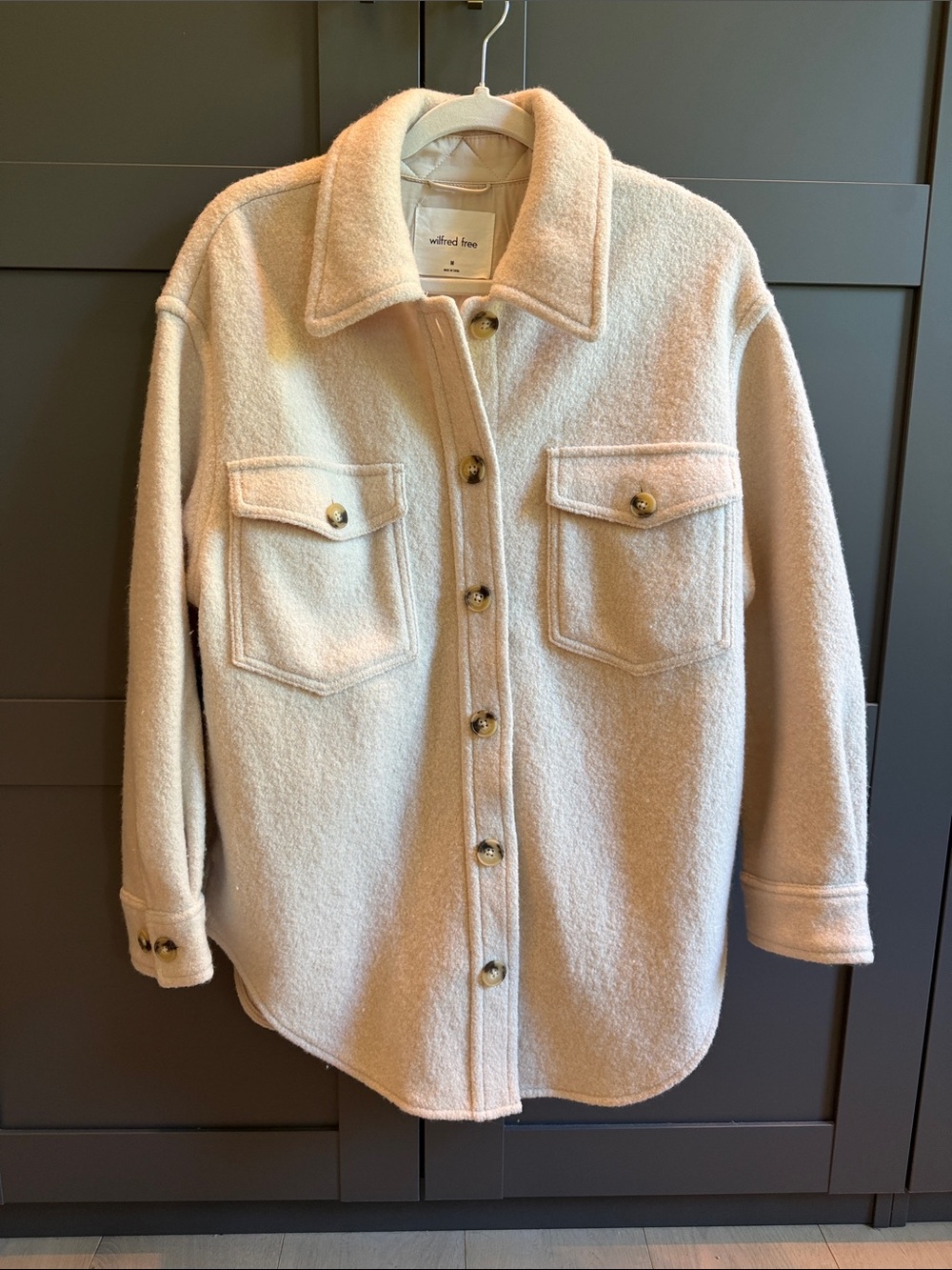 Wilfred Cream Button-Front Teddy Shacket